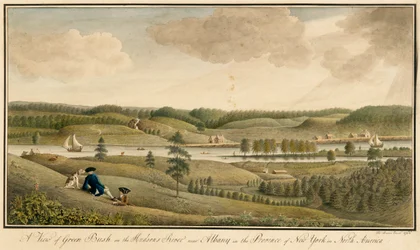 Ein Blick auf Greenbush am Hudson River in der Nähe von Albany, in der Provinz New York, 1766